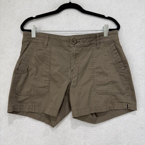 prAna Shorts Womens 10 Olive Brown Organic Cotton Stretch Hiking Casual W3120RG7 - Picture 1 of 11